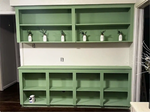 Image of an almost completed shelving unit